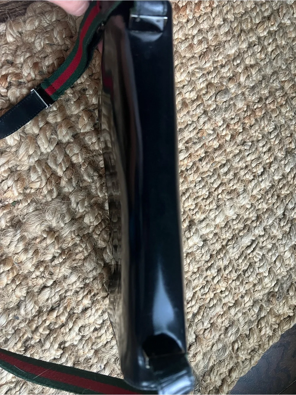 Gucci Black Patent Leather Messenger Bag